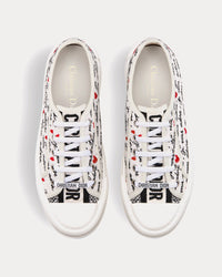 Dioramour Walk'n'Dior Platform White Cotton with Embroidered Black and Red Je Vous Adore Motif Low Top Sneakers