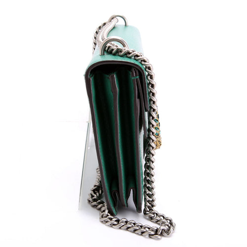 400249 Dionysus Leather Shoulder Small Green - Crown & Consign