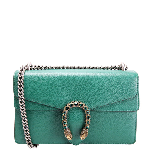 400249 Dionysus Leather Shoulder Small Green - Crown & Consign