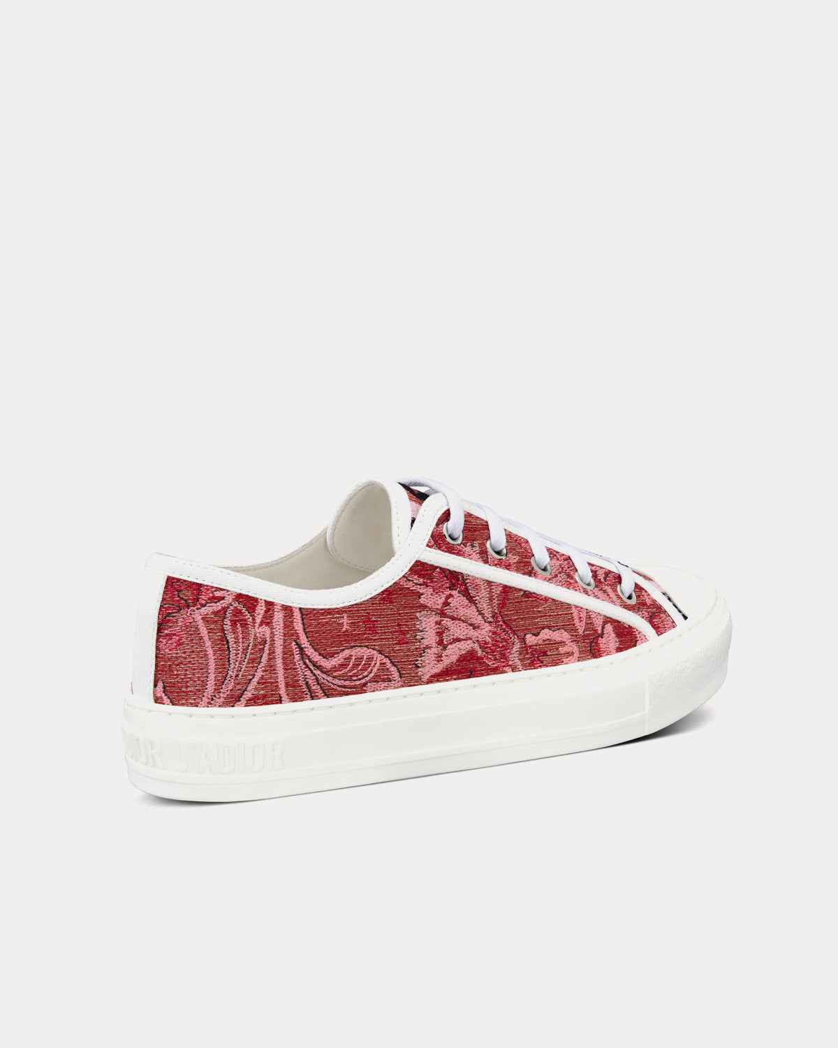 Walk'n'Dior Cherry Red Dior Brocart Embroidered Cotton with Gold-Tone Metallic Thread Low Top Sneakers