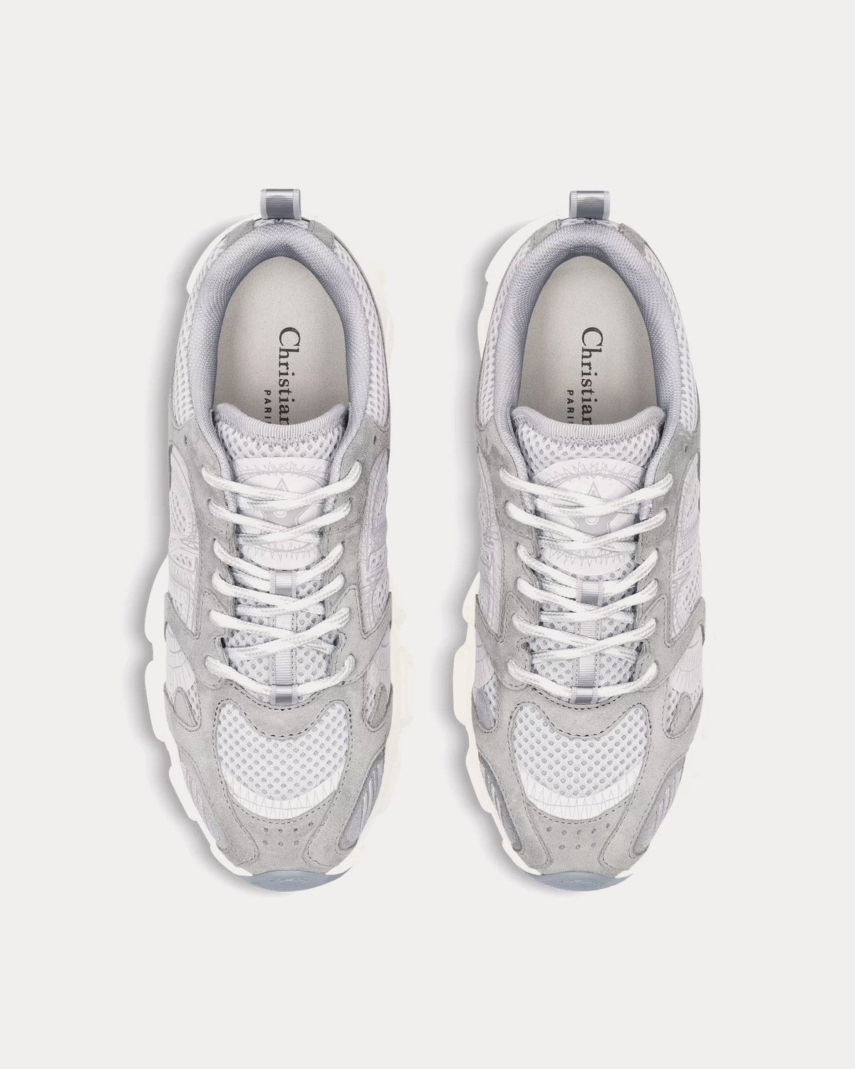 Chrono Mesh & Suede Calfskin Gray Low Top Sneakers