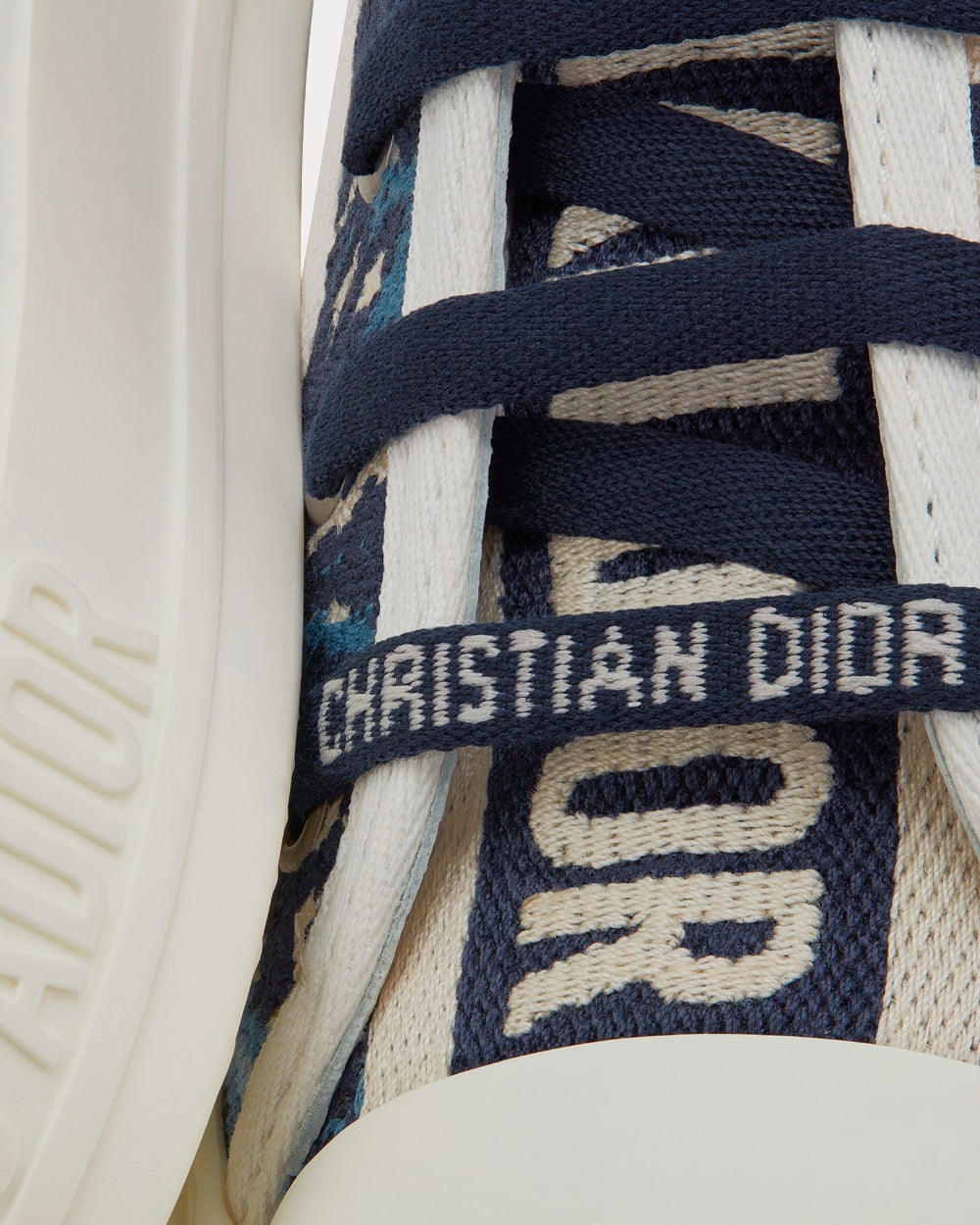 Indigo Blue Dior Palms Embroidered Cotton Low Top Sneakers