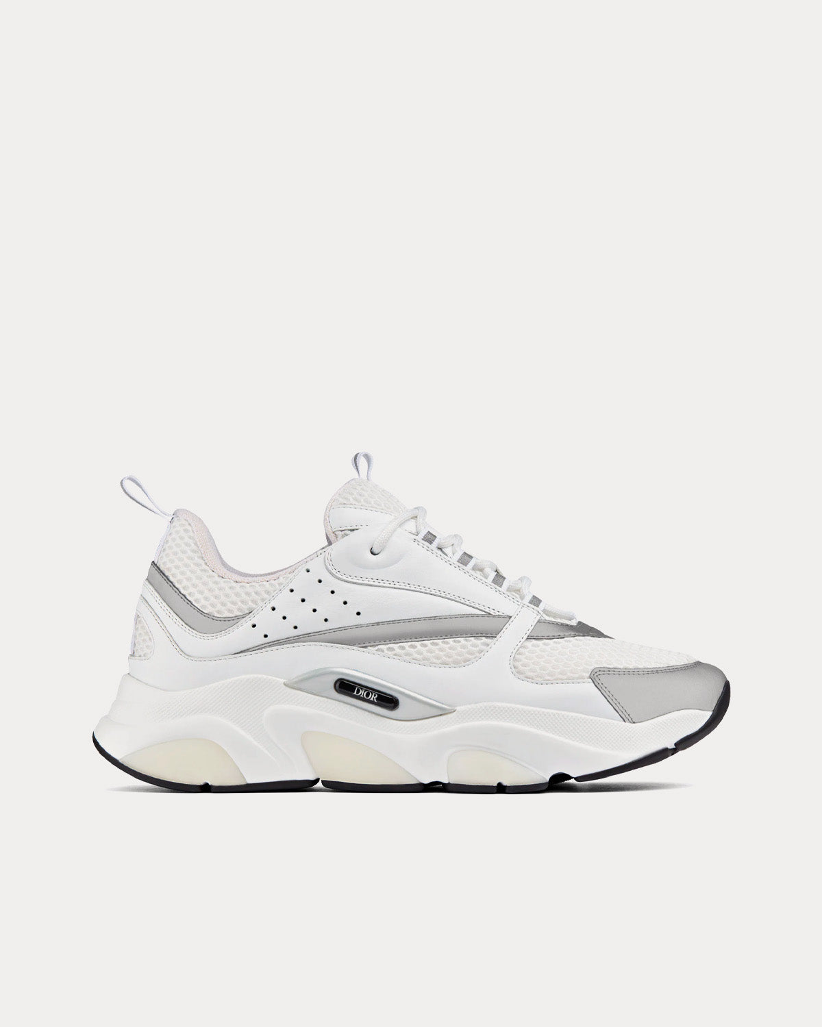 B22 Technical Mesh & Calfskin White / Silver-Tone Low Top Sneakers