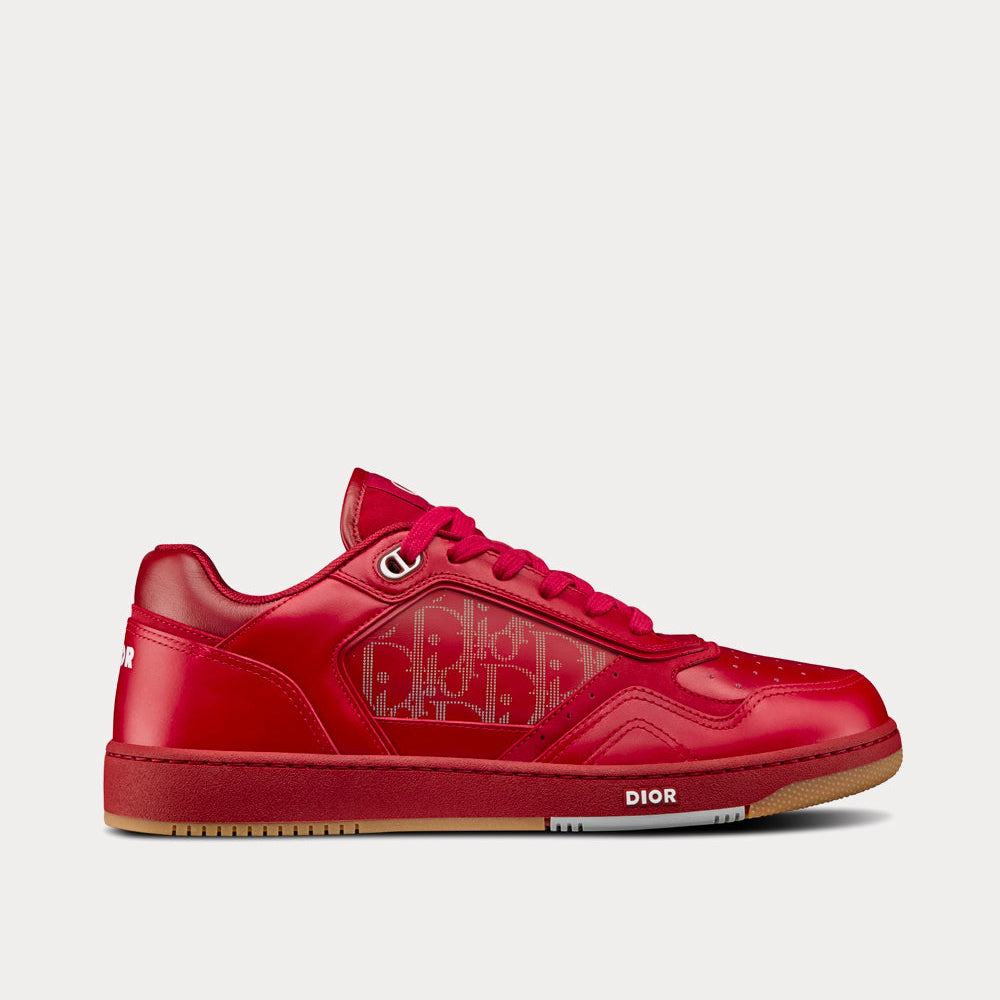 World Tour B27 Red Dior Oblique Galaxy Leather with Smooth Calfskin and Suede Low Top Sneakers