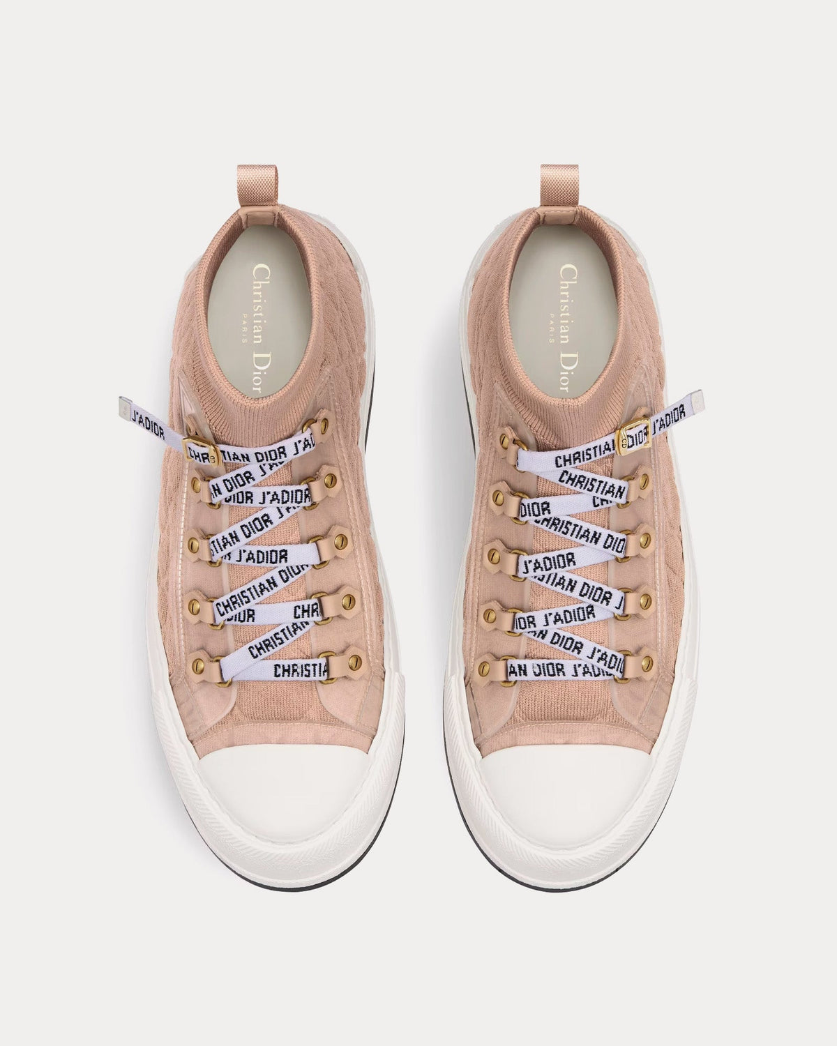 Walk'n'Dior Platform Nude Macrocannage Technical Mesh High Top Sneakers