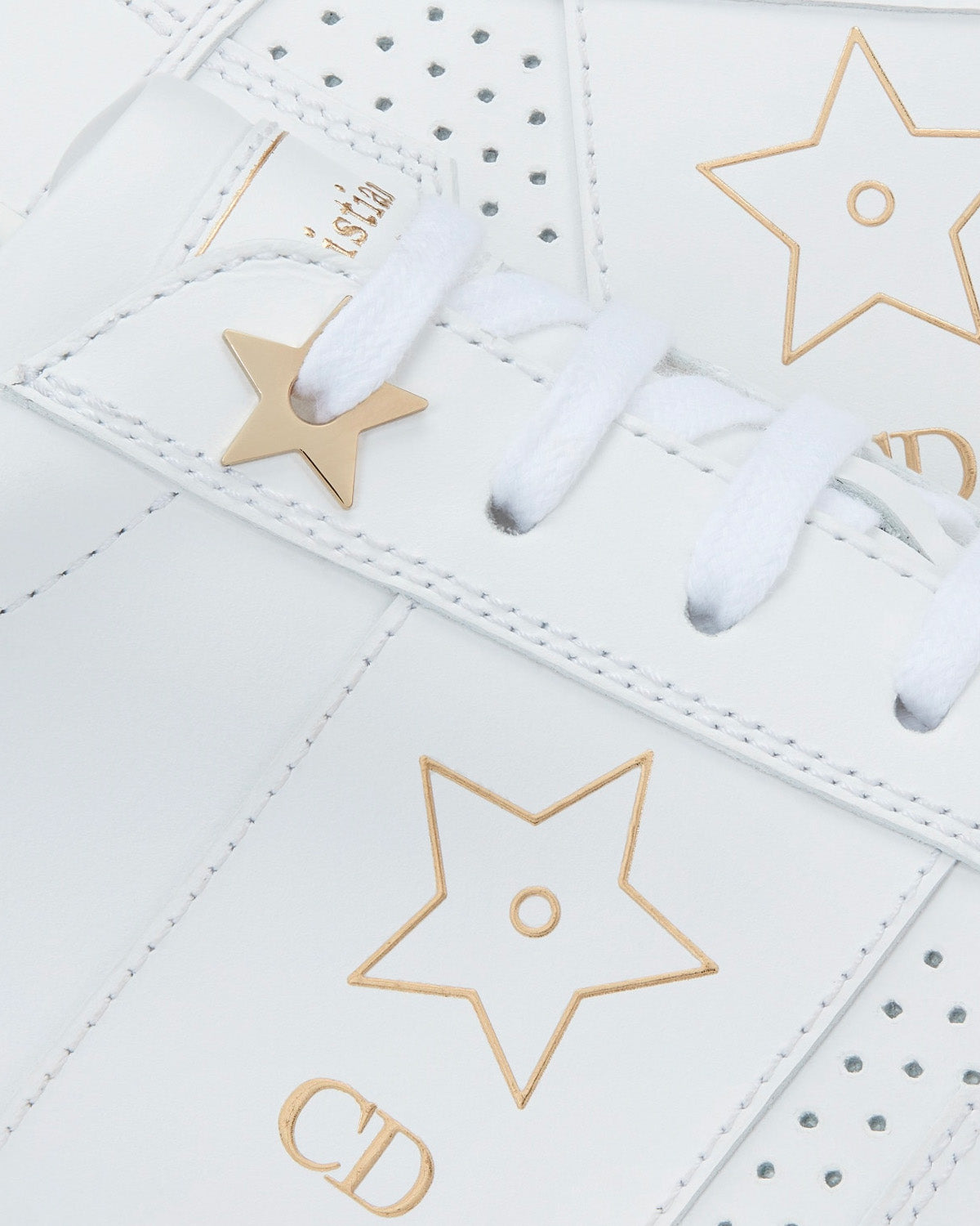 Star White Calfskin and Suede Low Top Sneakers