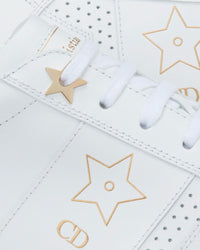 Star White Calfskin and Suede Low Top Sneakers