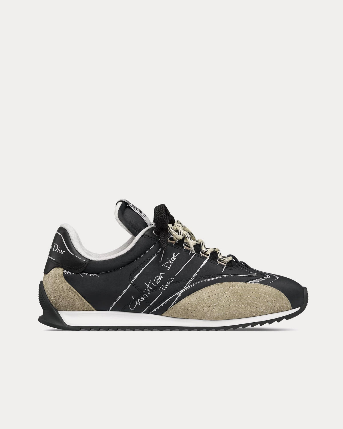 D-Sketch Nylon & Calfskin Black Low Top Sneakers
