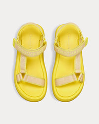 Dioriviera D-Wave Natural Raffia and Lemon Yellow Embroidered Cotton Sandals