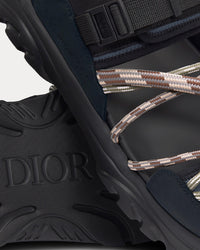 H-Town Black and Gray Technical Fabric with Brown Nubuck Calfskin Sandals
