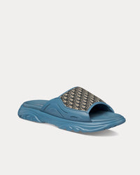 H-Town Blue Rubber with Beige and Black Dior Oblique Jacquard Sandals