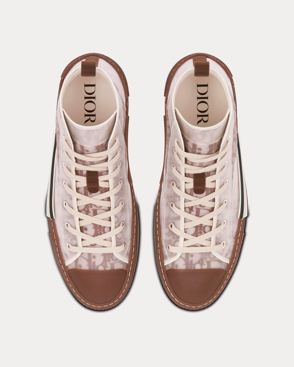 B23 Coffee Dior Oblique Canvas High Top Sneakers