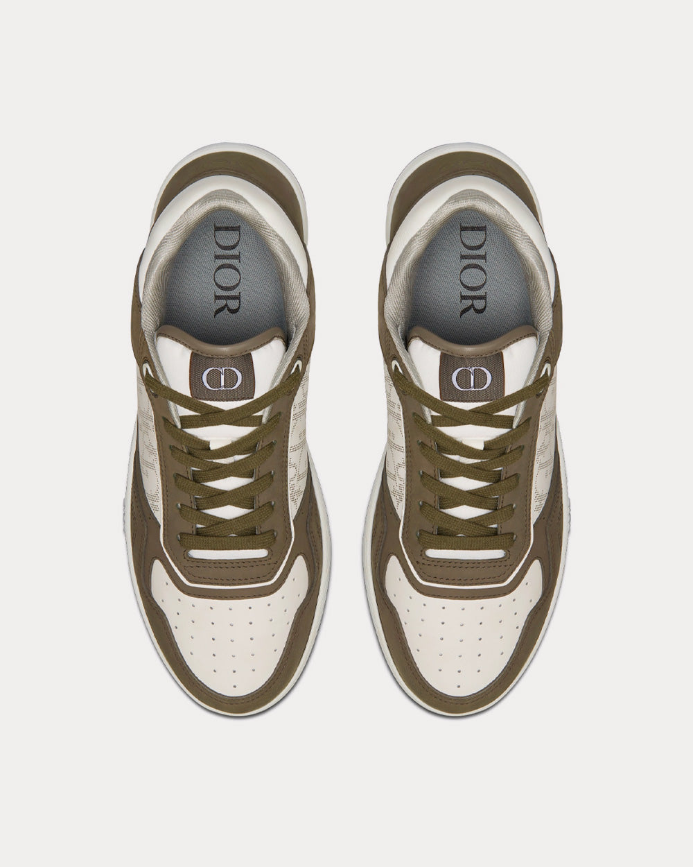 B27 Olive Nubuck Calfskin with White Dior Oblique Galaxy Leather Low Top Sneakers