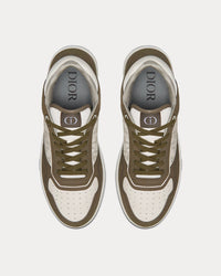 B27 Olive Nubuck Calfskin with White Dior Oblique Galaxy Leather Low Top Sneakers