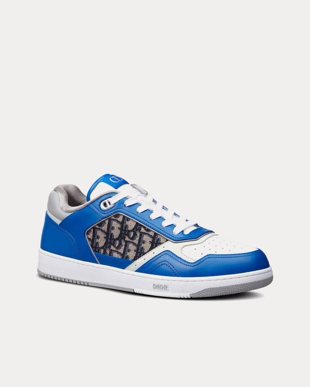 B27 Blue, Gray and White Smooth Calfskin with Beige and Black Dior Oblique Jacquard Low Top Sneakers