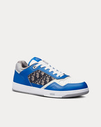 B27 Blue, Gray and White Smooth Calfskin with Beige and Black Dior Oblique Jacquard Low Top Sneakers