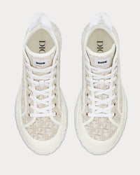 B28 Off-White Dior Oblique Jacquard and White Rubber High Top Sneakers