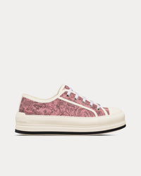 Walk'n'Dior Platform Pink and Gray Embroidered Cotton with Toile de Jouy Sauvage Motif Low Top Sneakers