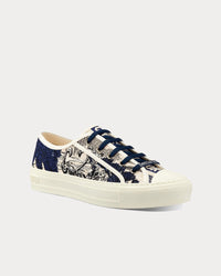 Walk'n'Dior Blue and Off-White Toile de Jouy Embroidered Cotton Low Top Sneakers