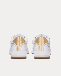 Dior One White and Gold-Tone Dior Oblique Perforated Calfskin Low Top Sneakers