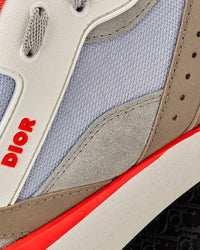 B29 Gray Technical Mesh and Suede with Brown Smooth Calfskin Low Top Sneakers