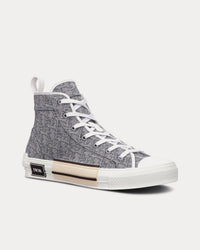 B23 Dior Oblique Jacquard and Ruthenium-Tone Metallic Thread High Top Sneakers