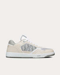 B27 Gray and Beige Smooth Calfskin with Gray Dior Oblique Galaxy Leather Low Top Sneakers
