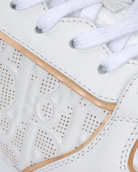 Dior One White and Gold-Tone Dior Oblique Perforated Calfskin Low Top Sneakers