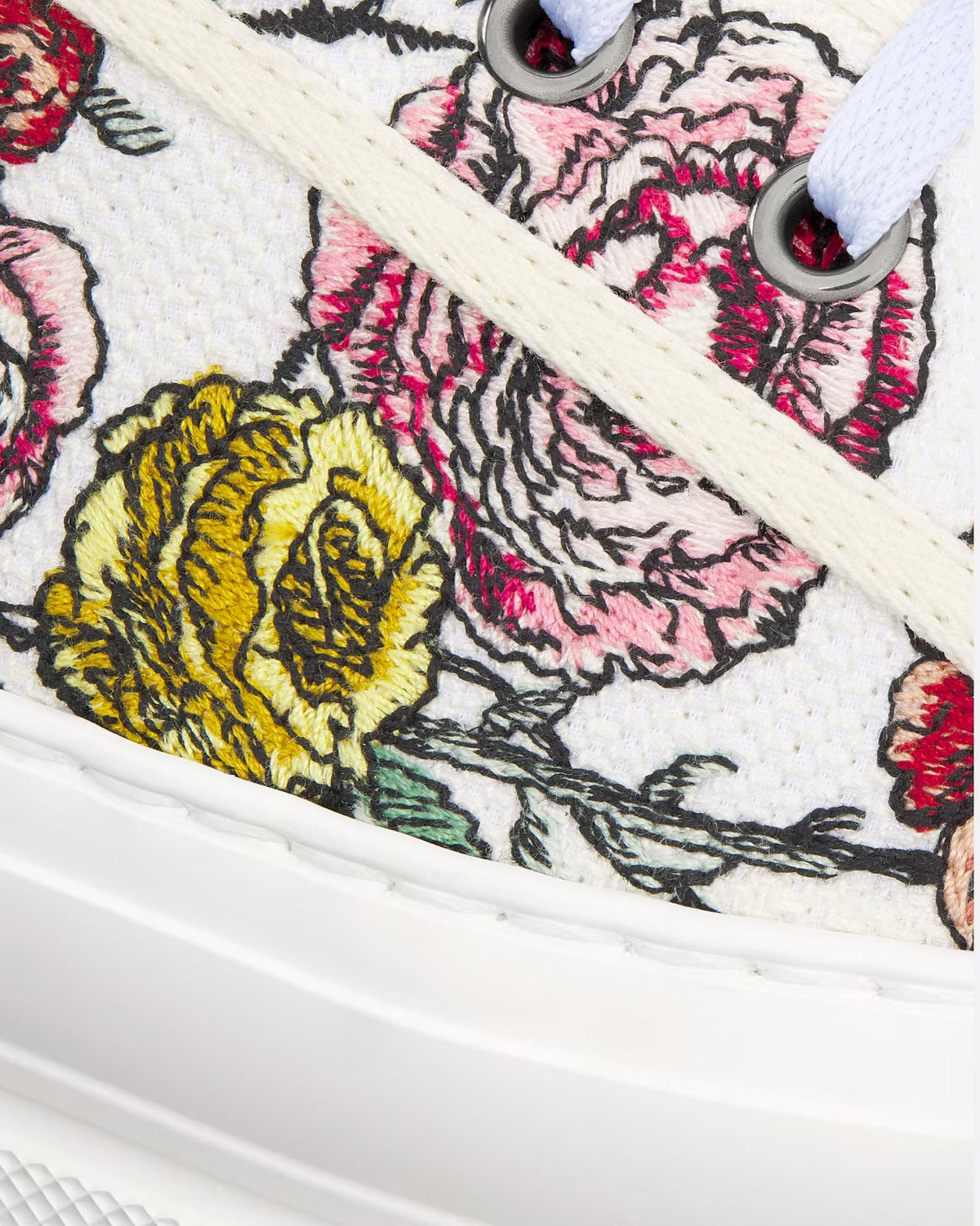 Walk'n'Dior Platform White Multicolor Florilegio Embroidered Cotton Low Top Sneakers