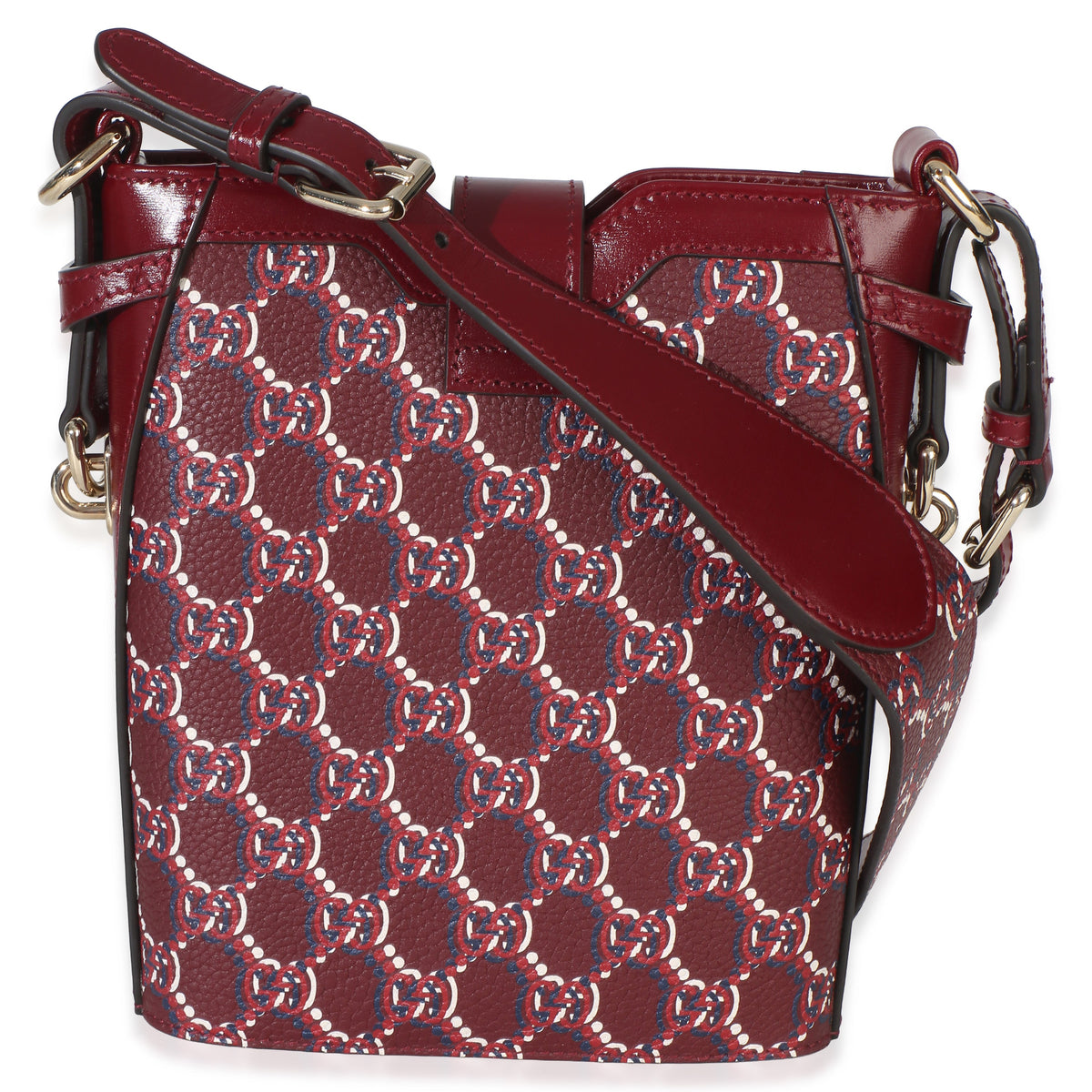 Red Multicolor Monogram Grained Calfskin Mini Shadow Bucket Bag