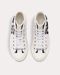 Walk'n'Dior Platform White and Black Embroidered Cotton High Top Sneakers