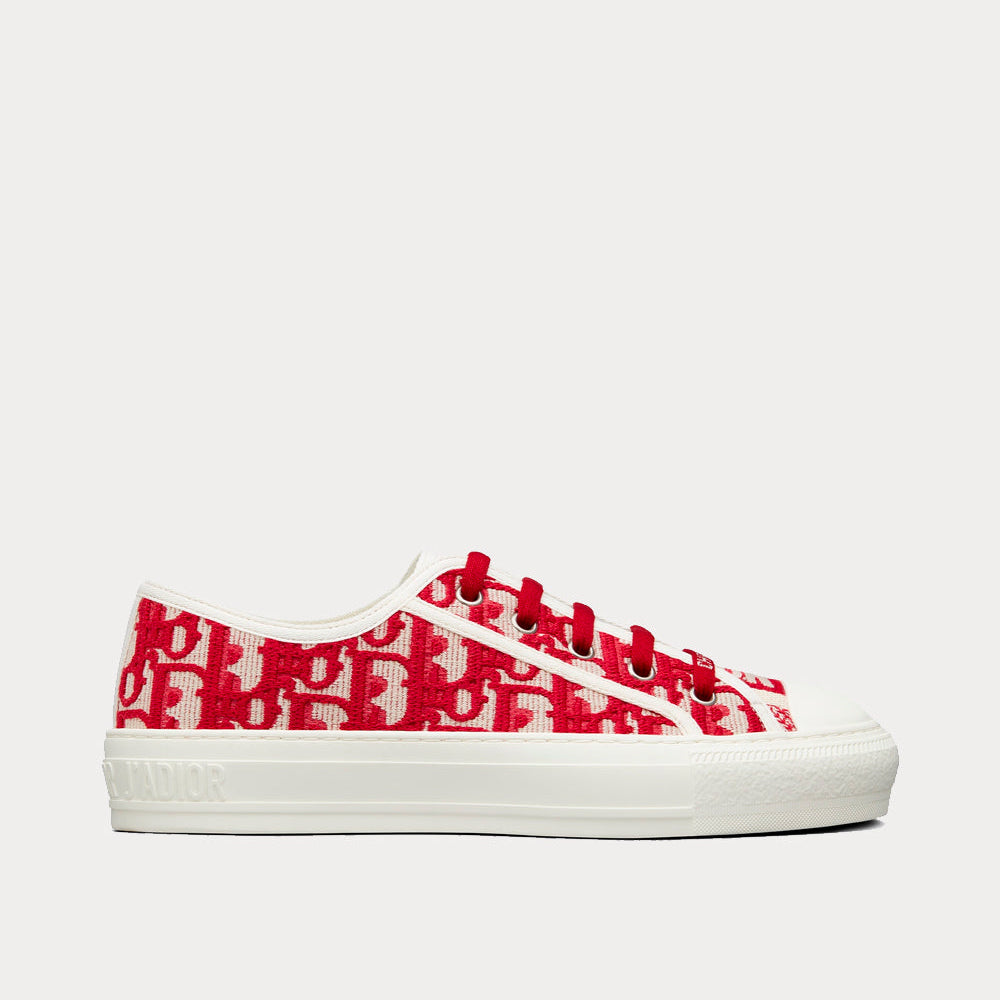 Walk'n'Dior Raspberry Dior Oblique Embroidered Cotton Low Top Sneakers