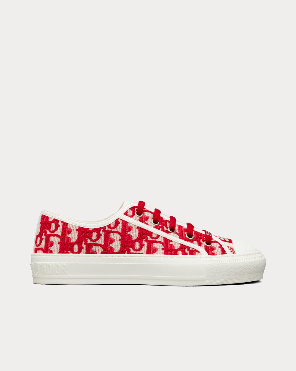 Walk'n'Dior Raspberry Dior Oblique Embroidered Cotton Low Top Sneakers