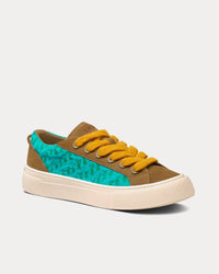 B33 Limited Edition Turquoise Dior Oblique Mohair and Brown Suede Low Top Sneakers