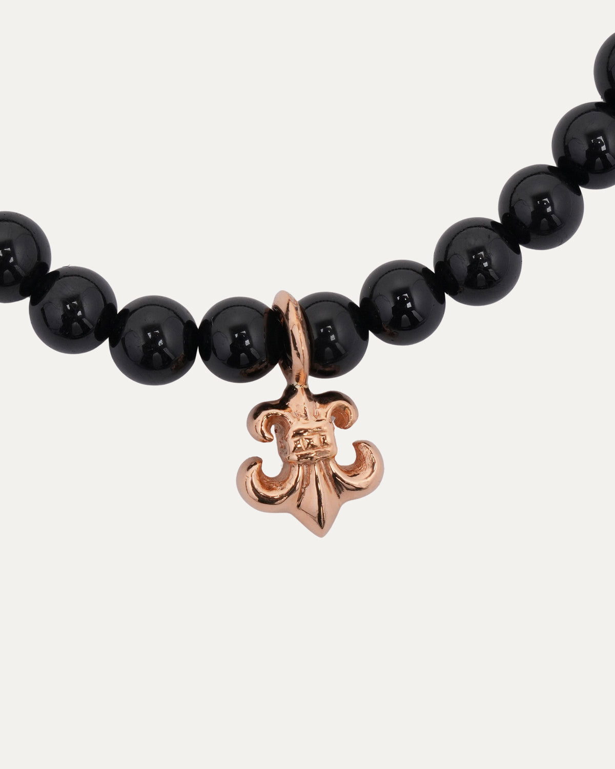 Small Gold Onyx Fleur Bead Bracelet