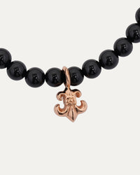 Small Gold Onyx Fleur Bead Bracelet
