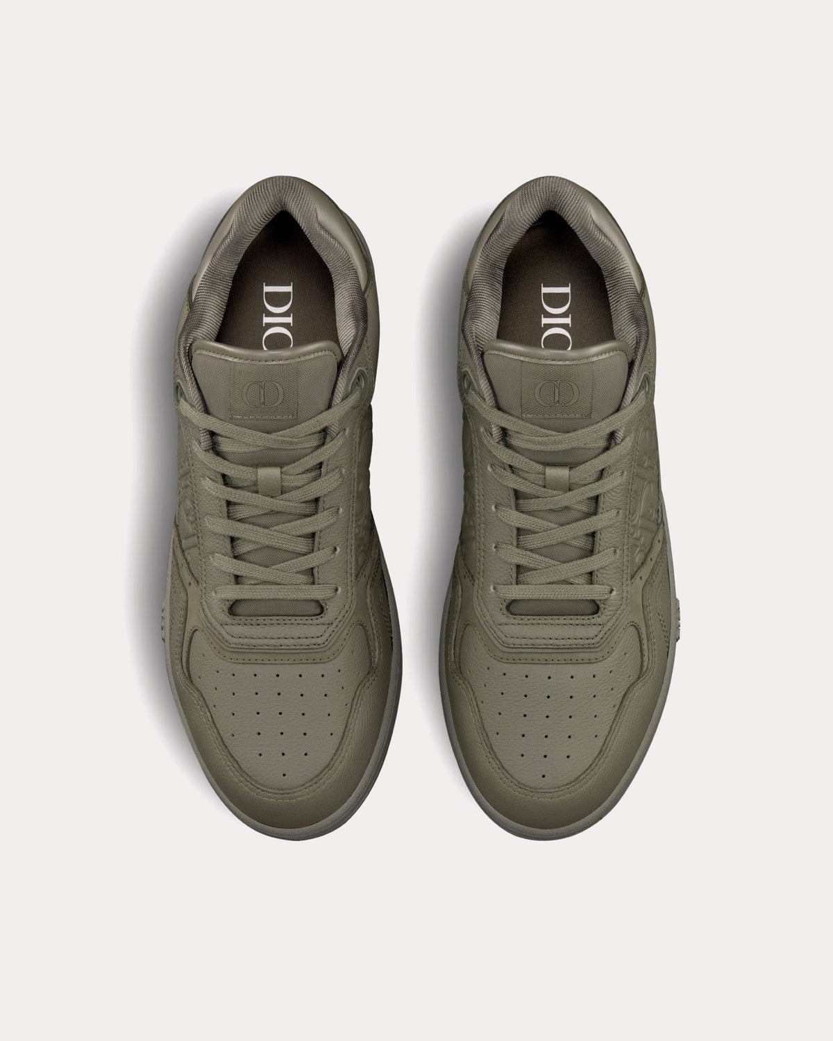 B27 Khaki Grained Calfskin and Khaki Dior Gravity Leather Low Top Sneakers