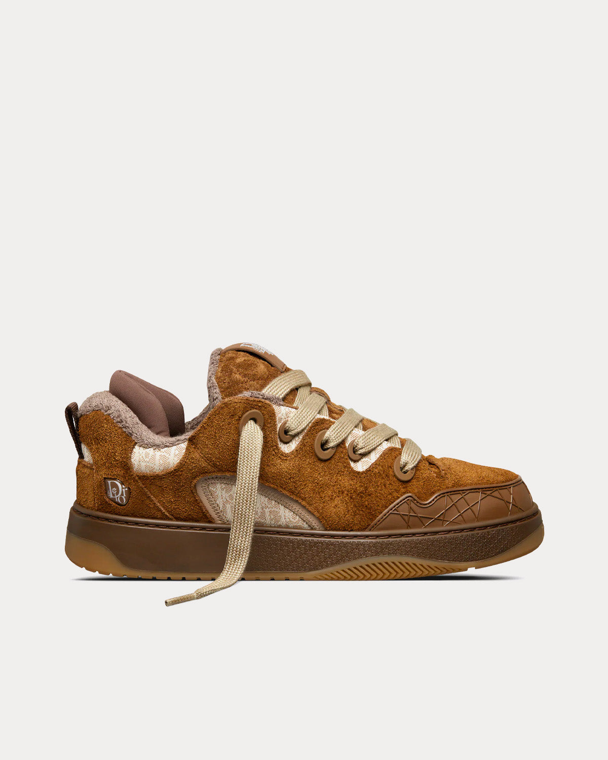B9S Skater Limited And Numbered Edition Brown Suede with Brown and Beige Dior Oblique Jacquard Low Top Sneakers