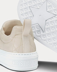 Solar White Quilted Cannage Calfskin Slip On Sneakers