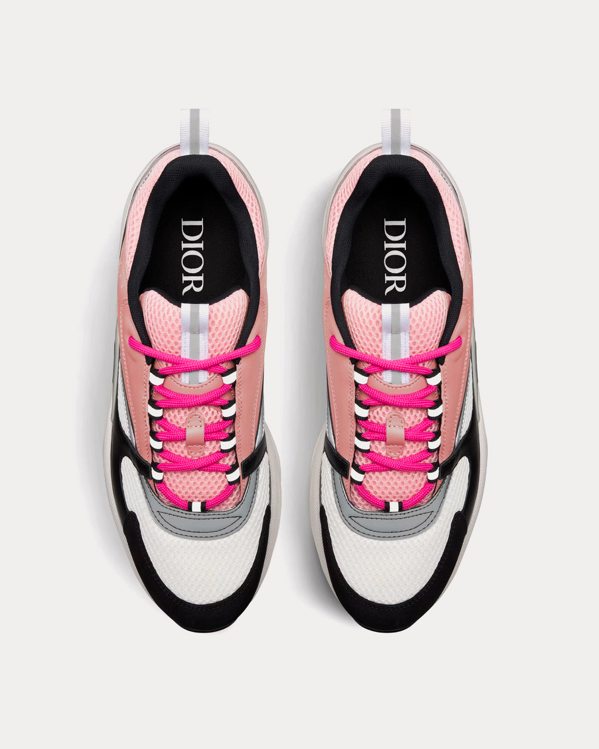 B22 Pink and White Technical Mesh with Pink and Black Calfskin Low Top Sneakers