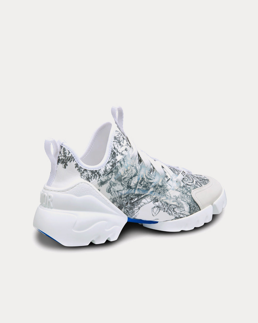 D-Connect Blue and White Technical Fabric with Dior Étoile Print Low Top Sneakers