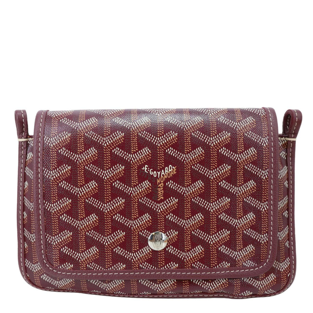 GOYARD Plumet Chevron Print Canvas Clutch Shoulder Bag Burgundy