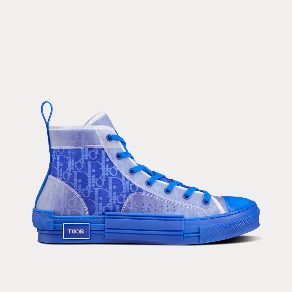 B23 Blue Dior Oblique Canvas High Top Sneakers