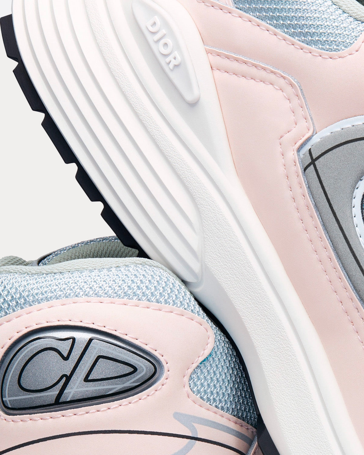 B30 Gray Mesh and Light Pink and Gray Technical Fabric Low Top Sneakers
