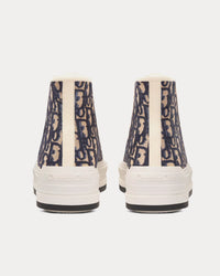 Walk'n'Dior Platform Deep Blue Dior Oblique Embroidered Cotton High Top Sneakers