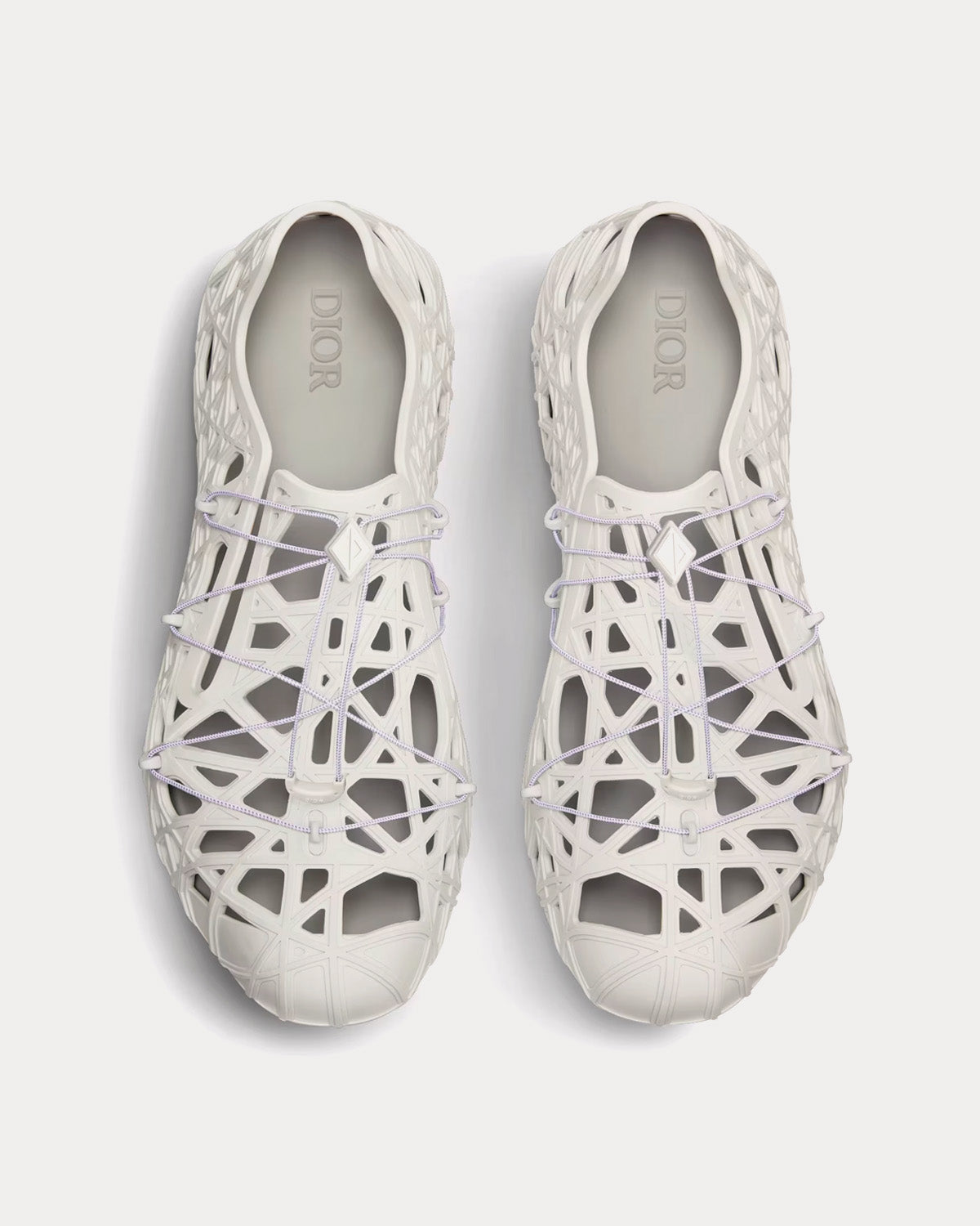 Dior Warp White Cosmo Rubber with Warped Cannage Motif Sandals