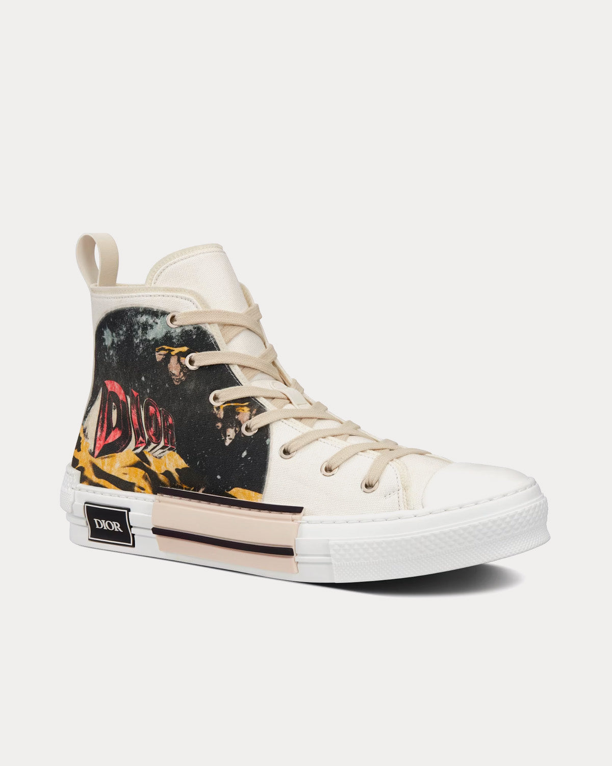 B23 White Canvas with AsteroDior Signature High Top Sneakers