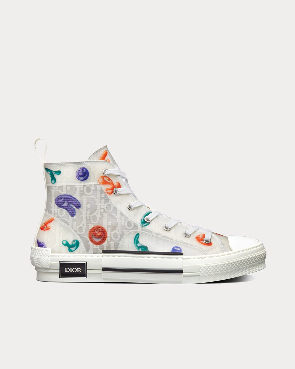 B23 White Dior Oblique Canvas with Multicolor Motif High Top Sneakers