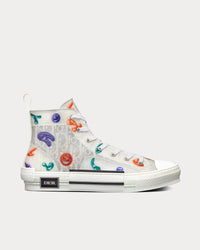 B23 White Dior Oblique Canvas with Multicolor Motif High Top Sneakers