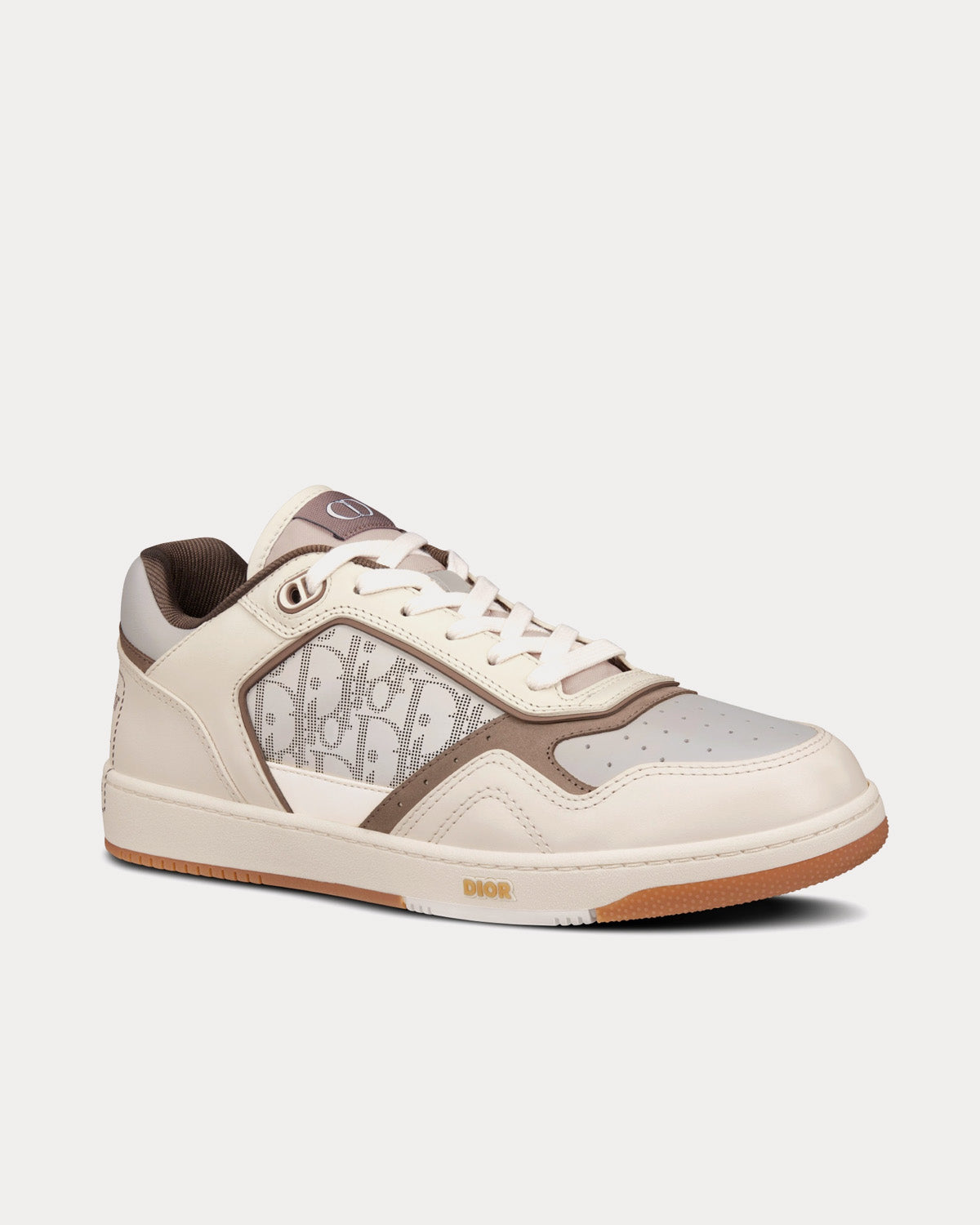 B27 Cream & Greige Smooth Calfskin with 'Christian Dior 1947' Low Top Sneakers